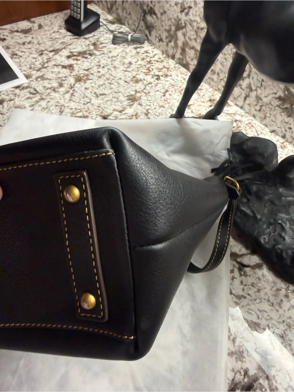 Dooney & Bourke Black Leather Crossbody with Horseshoe Appliqué - Picture 4 of 11